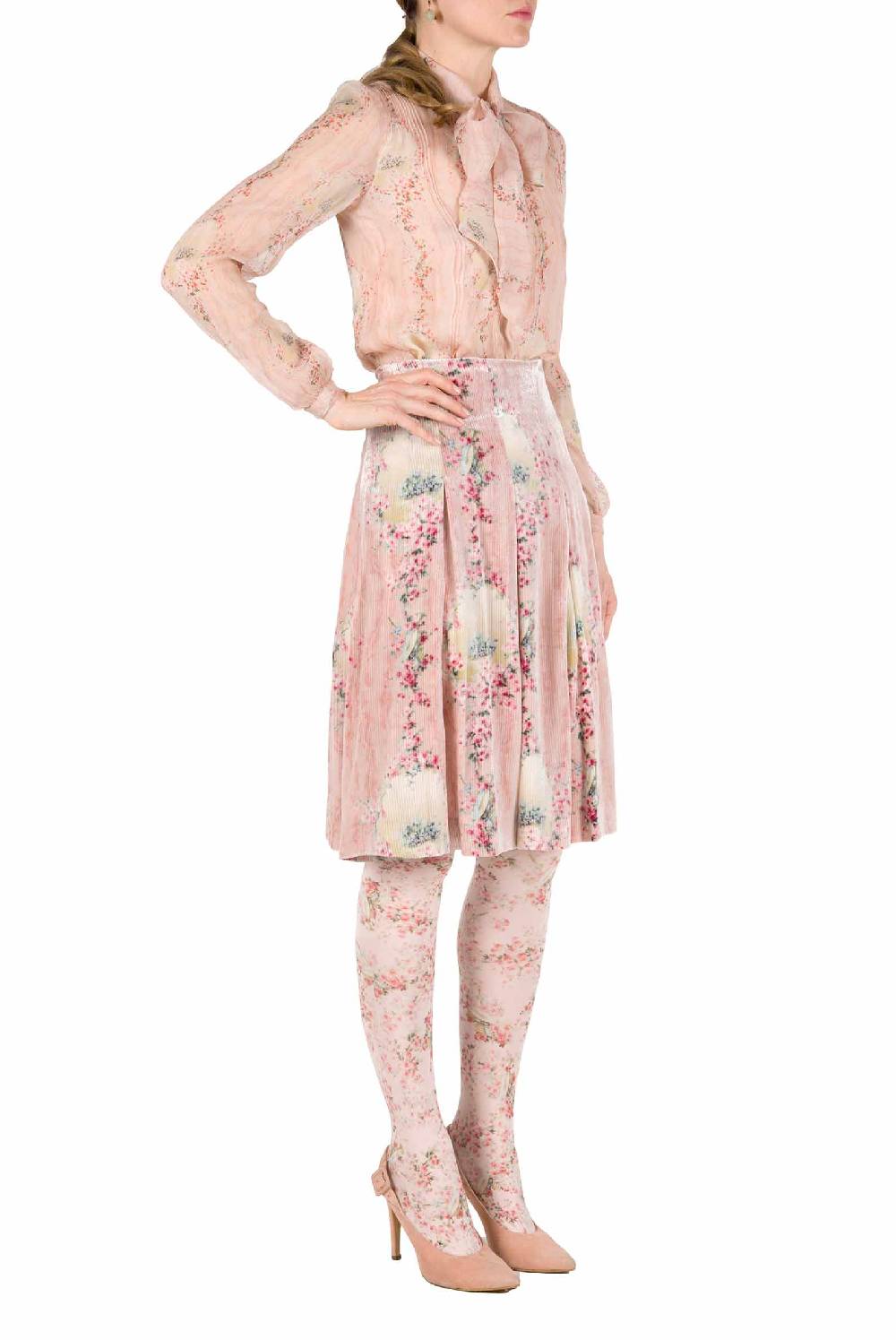 Luisa Beccaria Cerchio In Chiffon Di Rose Camicia Con Fiocco Offerte speciali