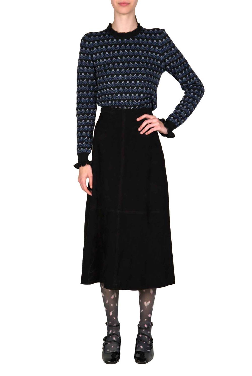 Luisa Beccaria Maglione girocollo nero floreale Latest stili