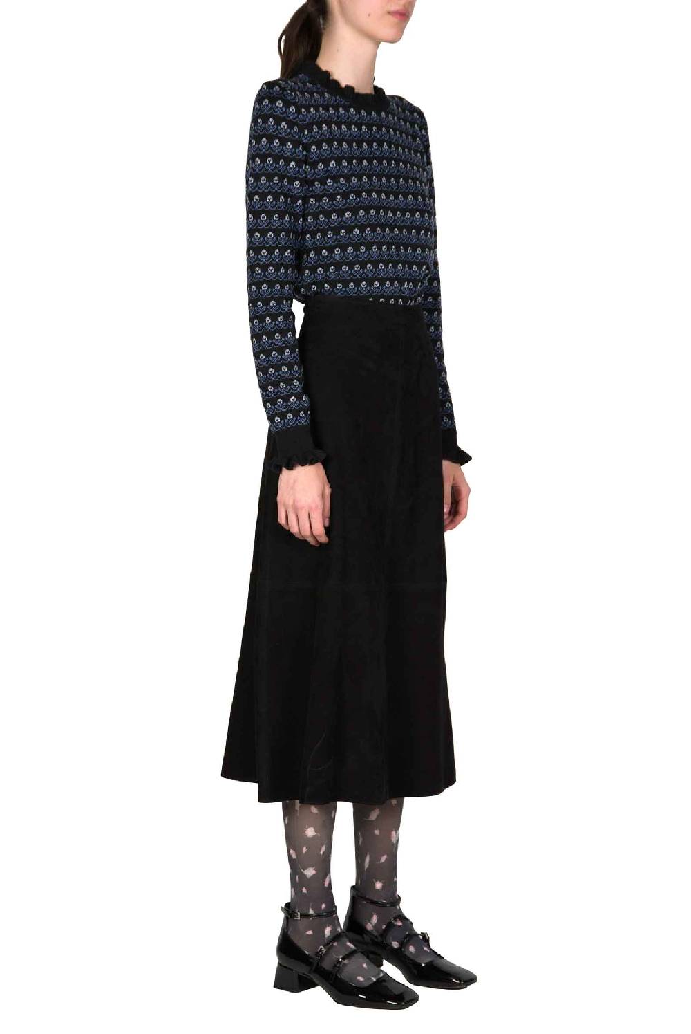 Luisa Beccaria Maglione girocollo nero floreale Latest stili