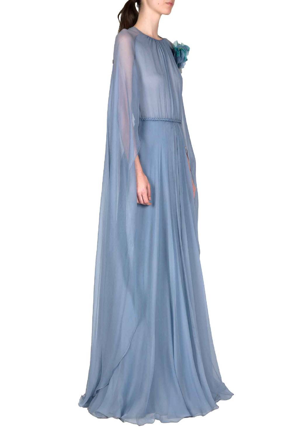 Luisa Beccaria Abito lungo in creponne di chiffon con mantella Offerta speciale della fabbrica