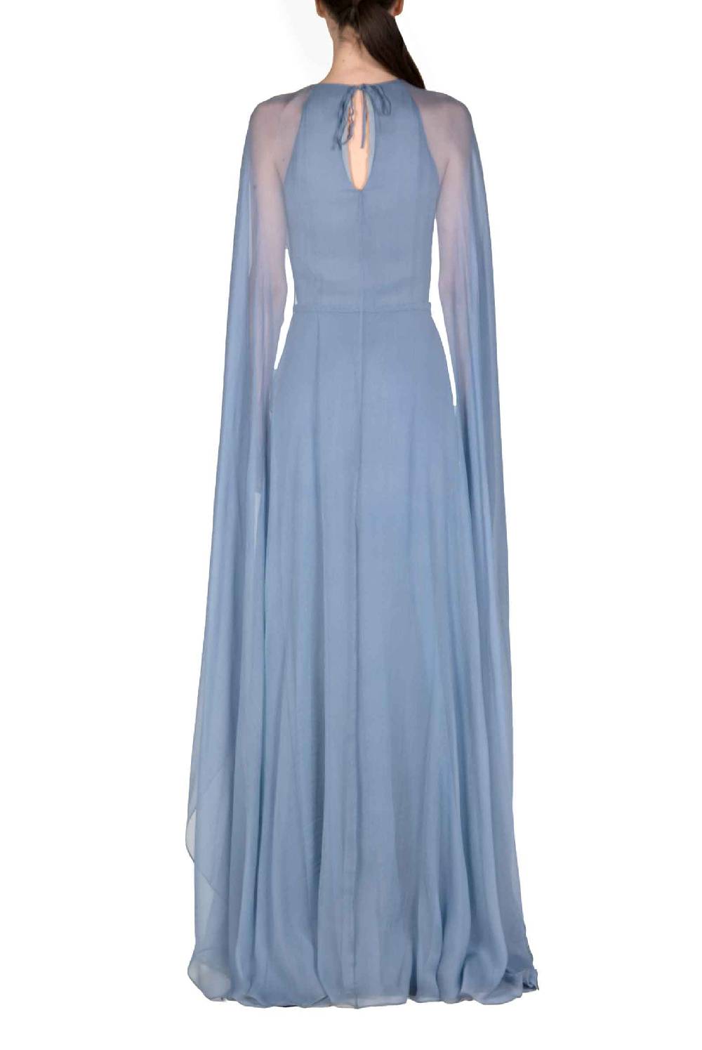 Luisa Beccaria Abito lungo in creponne di chiffon con mantella Offerta speciale della fabbrica