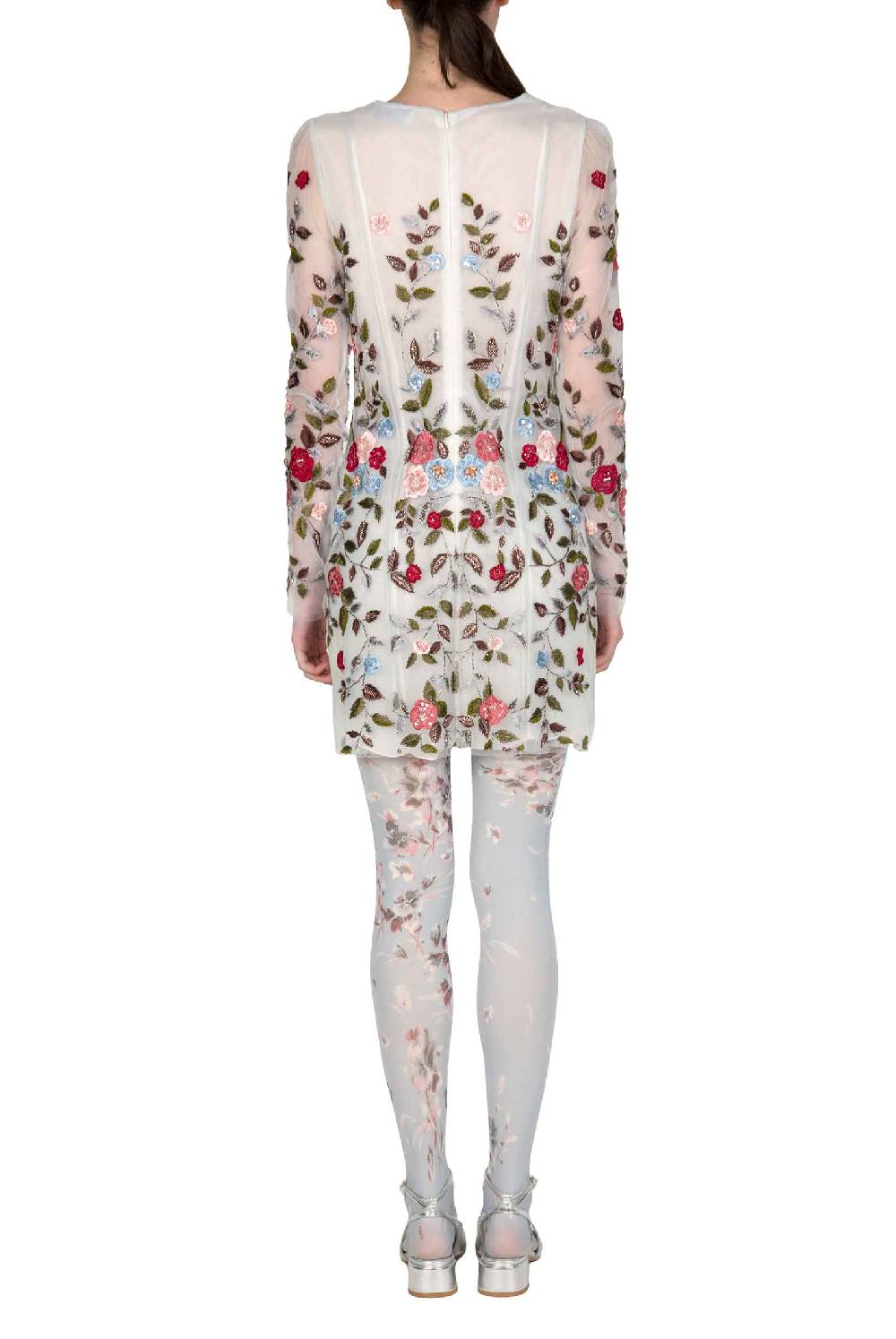 Luisa Beccaria Mini abito in tulle ricamato a fiori Sostegno trimestrale