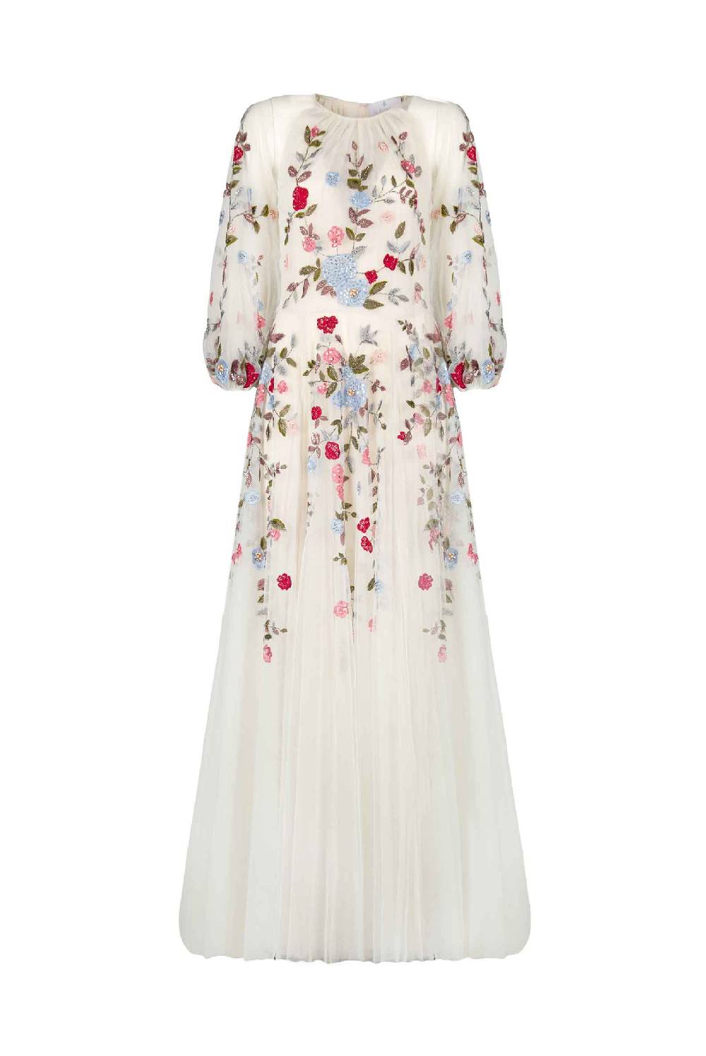 Luisa Beccaria Abito lungo in tulle ricamato a fiori Fino al 55% di sconto