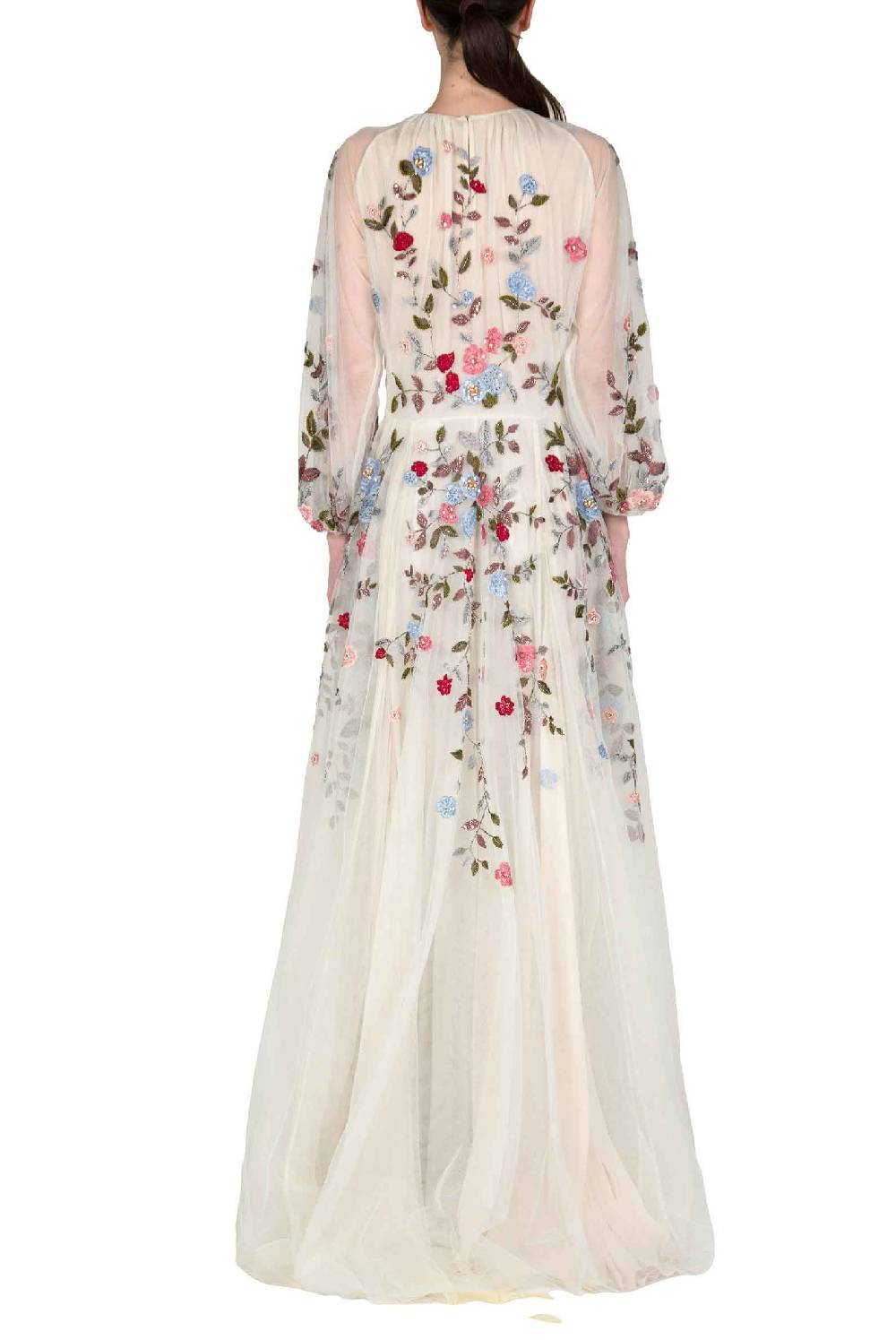 Luisa Beccaria Abito lungo in tulle ricamato a fiori Fino al 55% di sconto