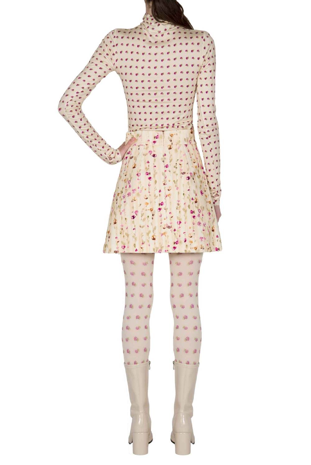 Luisa Beccaria Dolcevita beige con stampa boccioli vintage Enormi sconti