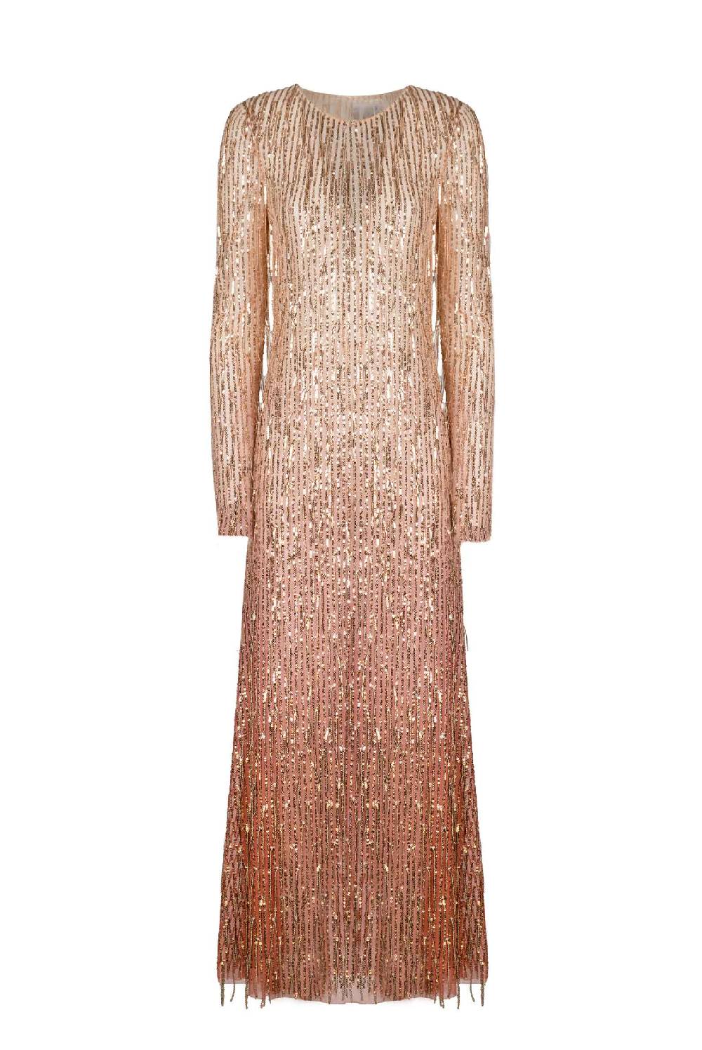 Luisa Beccaria Abito Degrade' In Paillettes Con Frange