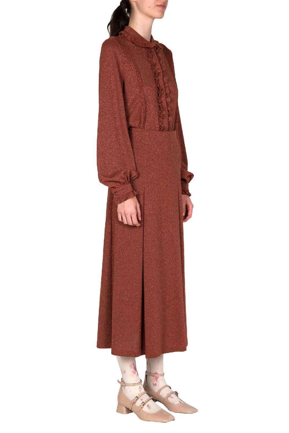 Luisa Beccaria Camicia in jersey lurex Black Friday Prezzi