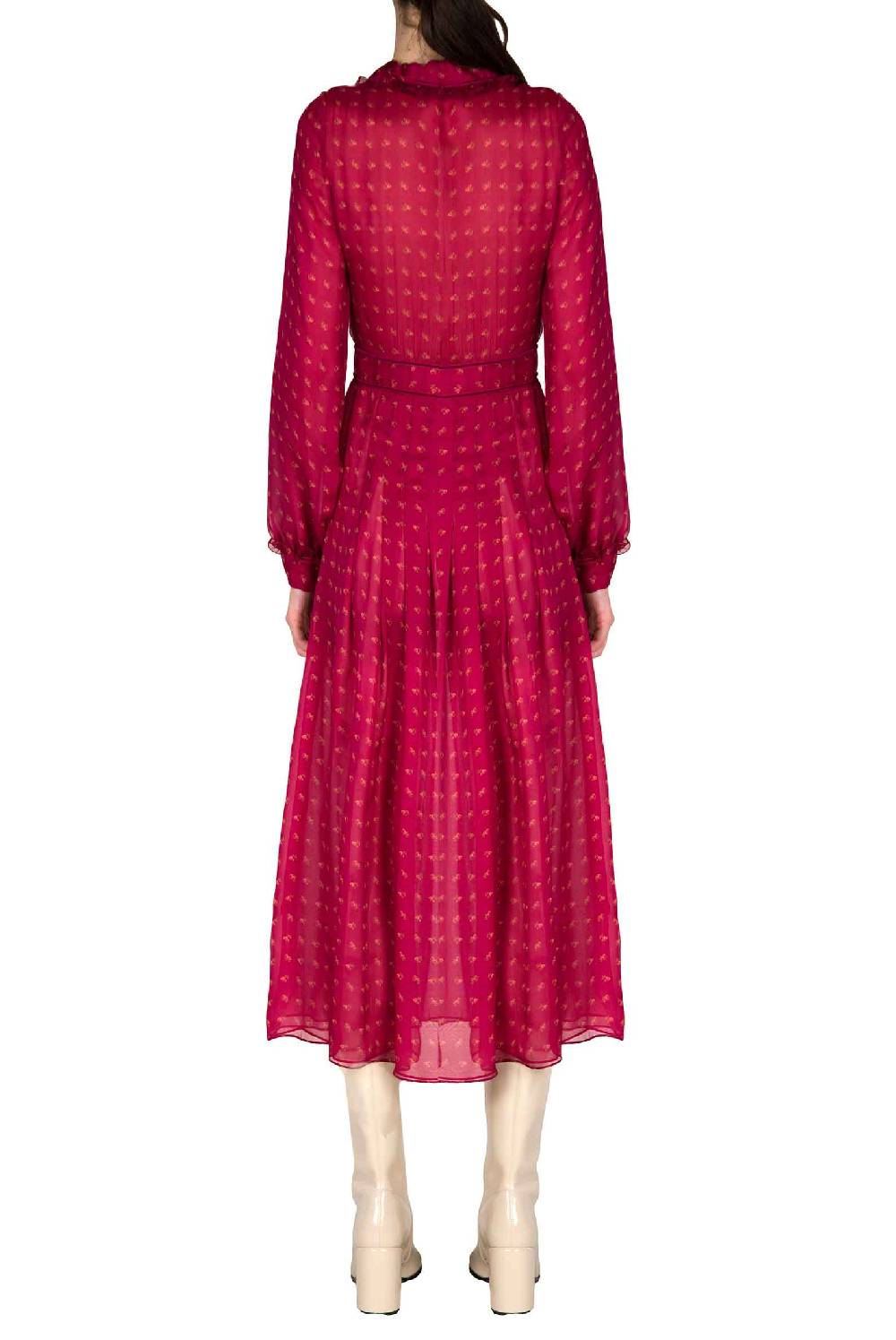 Luisa Beccaria Abito midi in crepone di chiffon con boccioli vintage In vendita