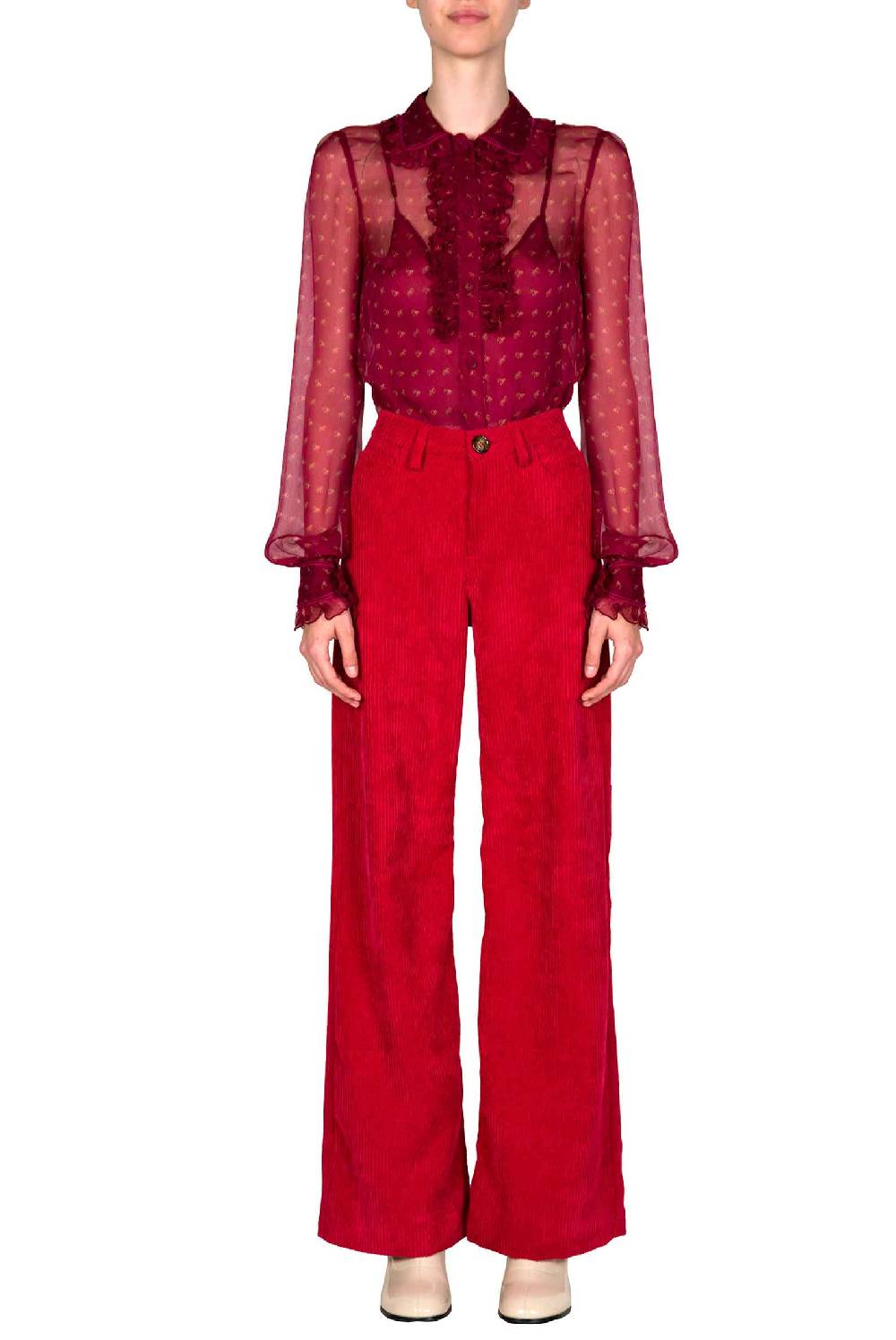 Luisa Beccaria Pantaloni palazzo in velluto a coste 50% di sconto per tempo limitato