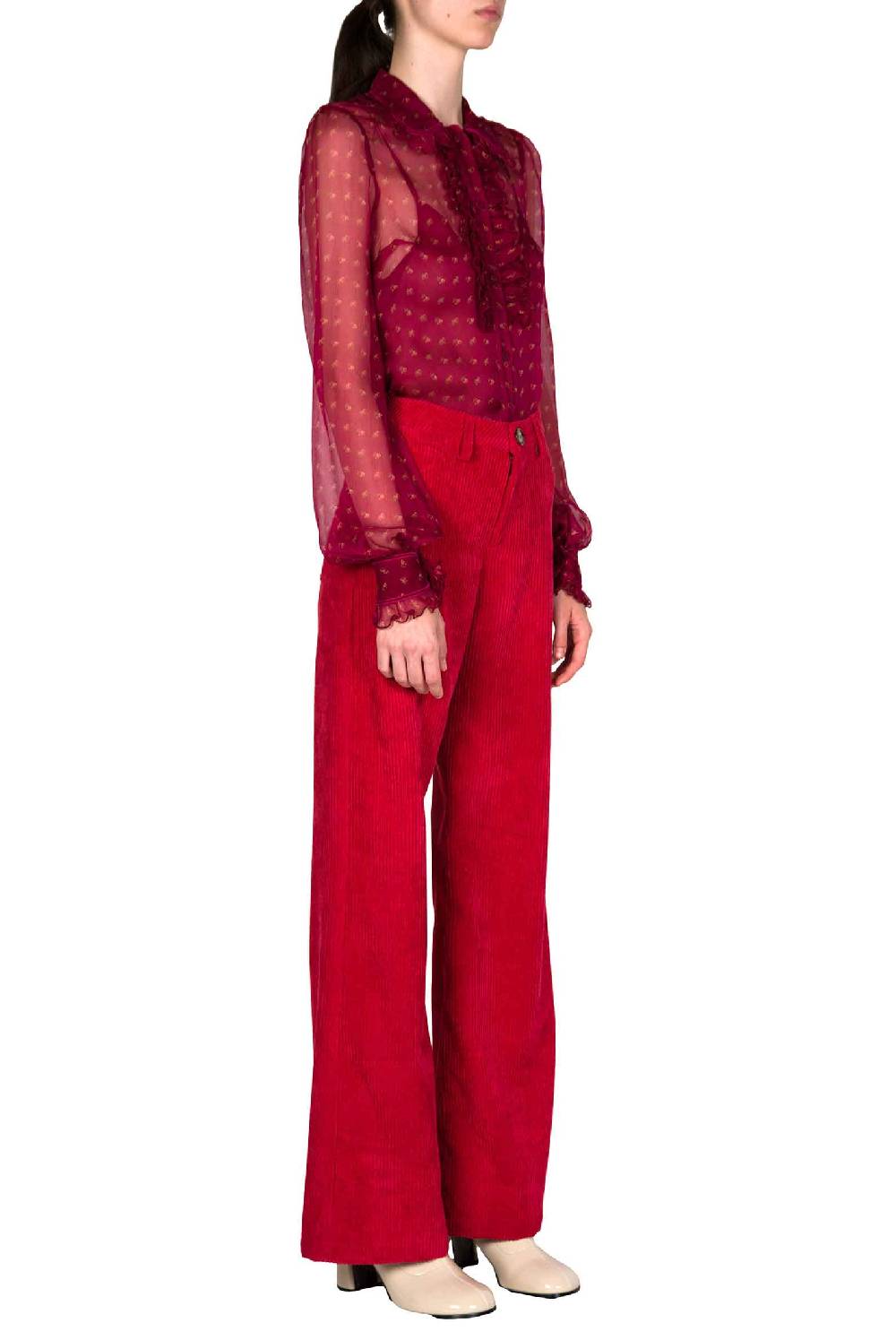 Luisa Beccaria Pantaloni palazzo in velluto a coste 50% di sconto per tempo limitato