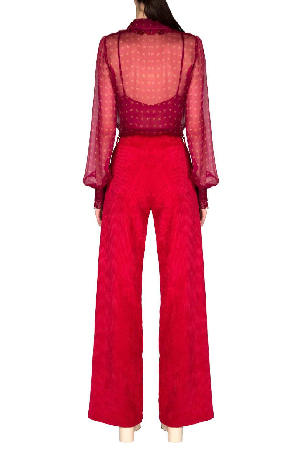 Luisa Beccaria Pantaloni palazzo in velluto a coste 50% di sconto per tempo limitato
