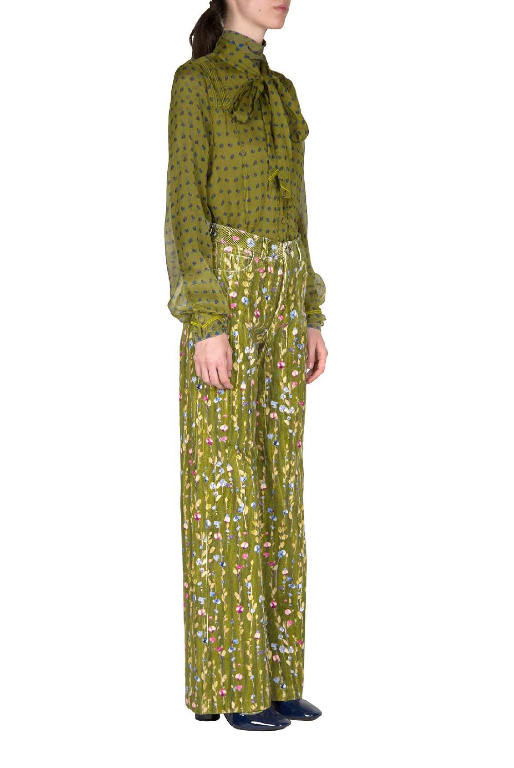 Luisa Beccaria Camicia in creponne di chiffon vintage Buds con dettaglio fiocco 2025