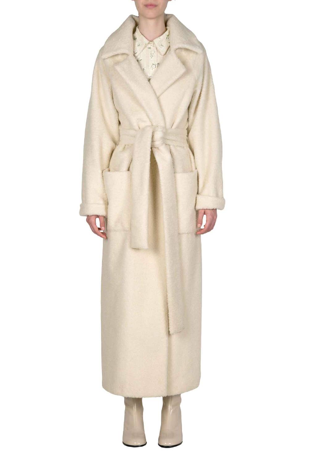 Luisa Beccaria Maxi cappotto in lana bianca Promozione