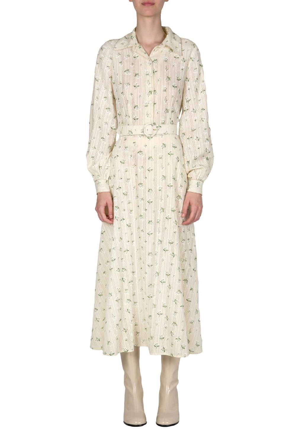 Luisa Beccaria Abito in jacquard a fiori stampati in cotone Spedizione Gratuita