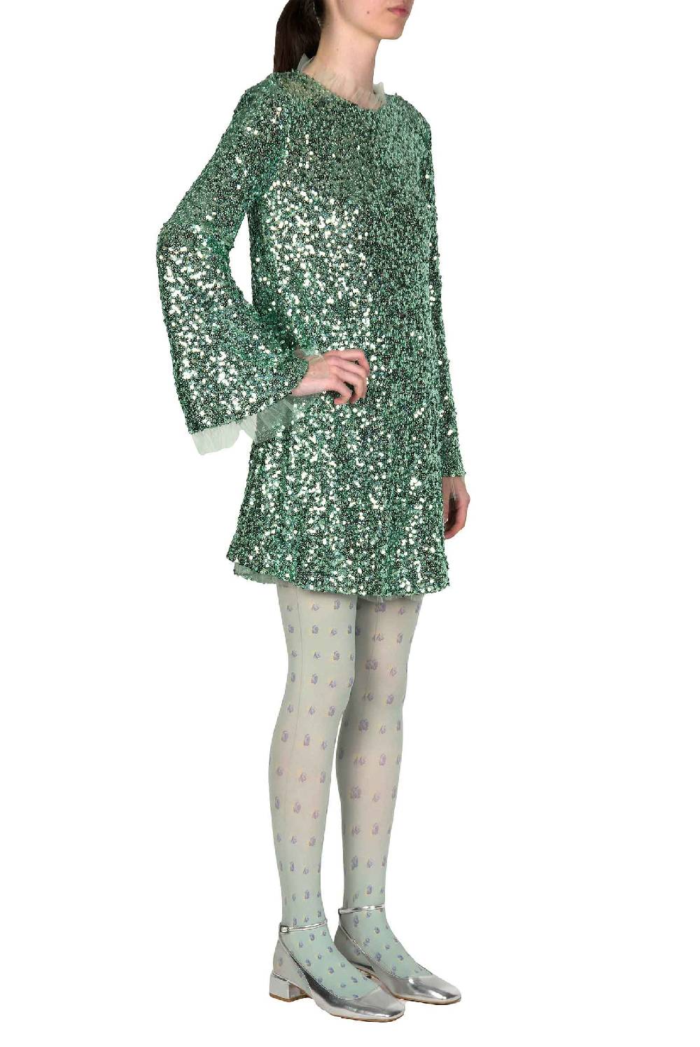 Luisa Beccaria Miniabito con paillettes color menta Qualità Garantita
