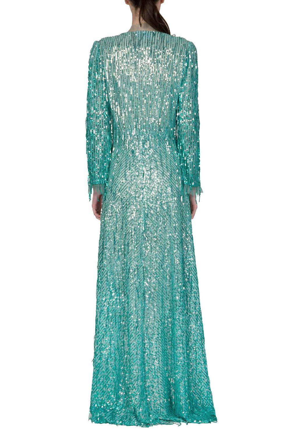 Luisa Beccaria Abito lungo bottoncino con frange e paillettes Fino Al -60%