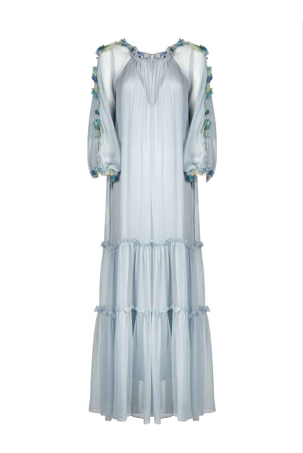 Luisa Beccaria Abito lungo in chiffon con dettaglio floreale Shopping Online