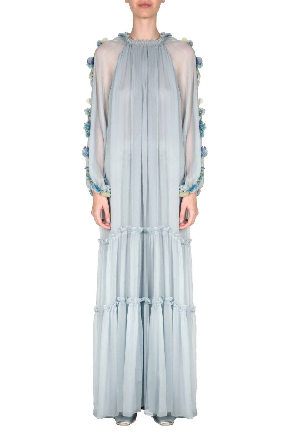 Luisa Beccaria Abito lungo in chiffon con dettaglio floreale Shopping Online