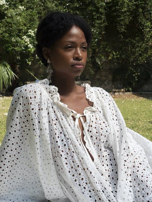 Luisa Beccaria Abito lungo midi in cotone broderie Novità