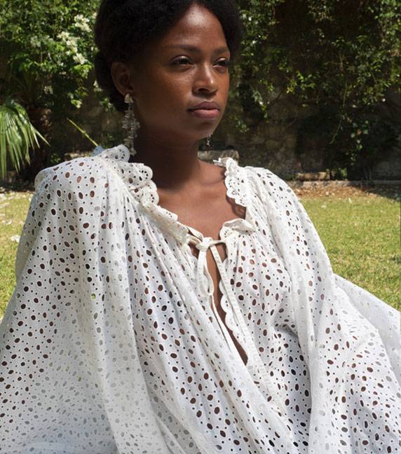 Luisa Beccaria Abito lungo midi in cotone broderie Novità