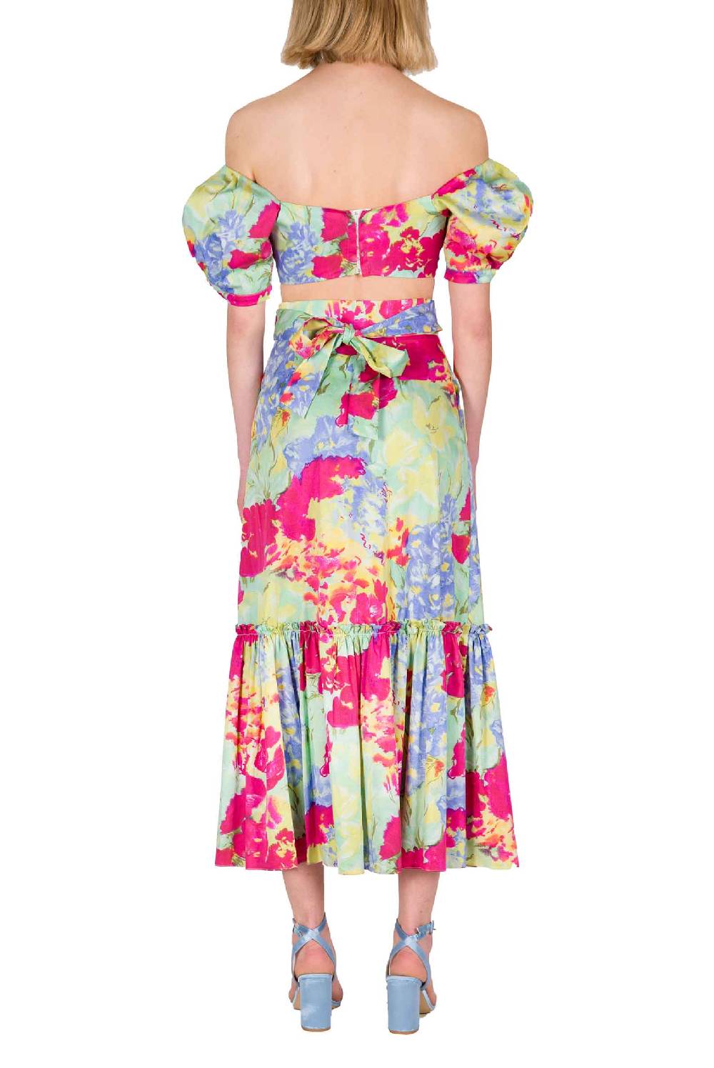 Luisa Beccaria Gonna a strati in cotone stampato con fiori astratti Online