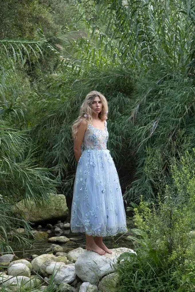 Luisa Beccaria Abito midi in tulle ricamato Saldi