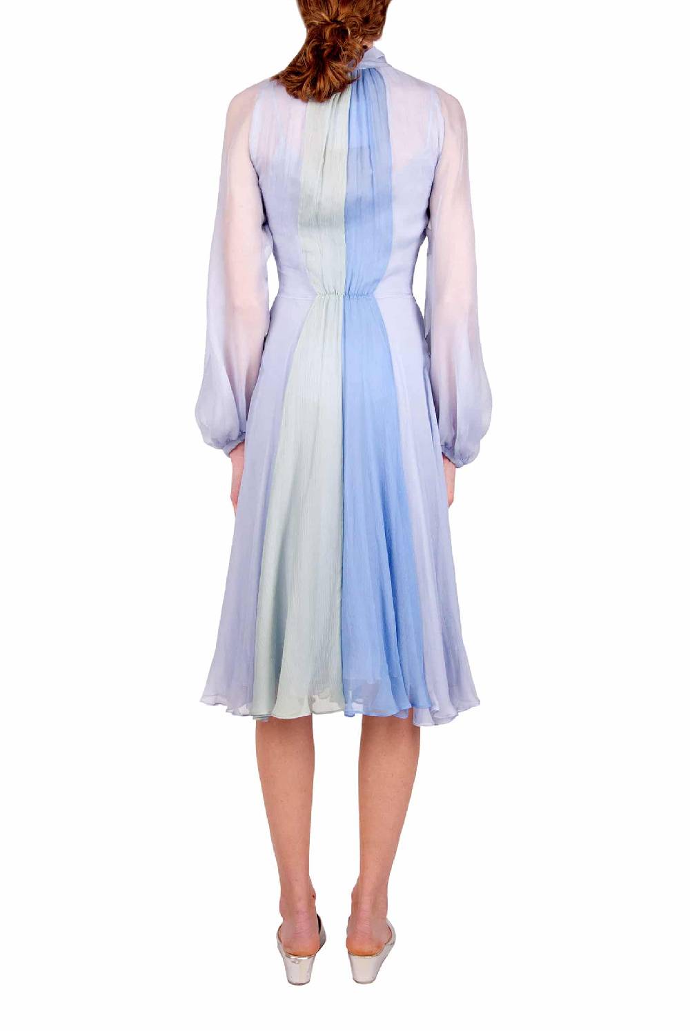Luisa Beccaria Abito Corto In Chiffon Tricolore Con Fiocco In Saldo