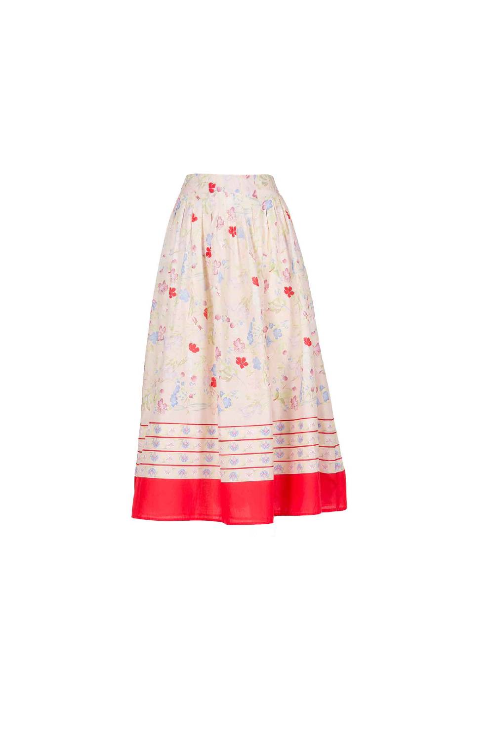 Luisa Beccaria Gonna midi a pieghe in cotone con fiori Gilly Moda