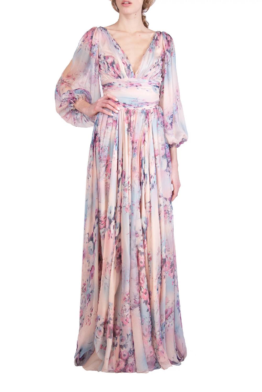 Luisa Beccaria Abito in chiffon stampato di Lucrezia Negozio online di fabbrica