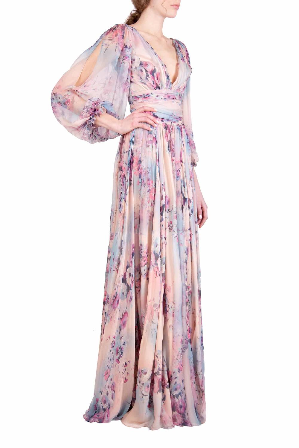 Luisa Beccaria Abito in chiffon stampato di Lucrezia Negozio online di fabbrica