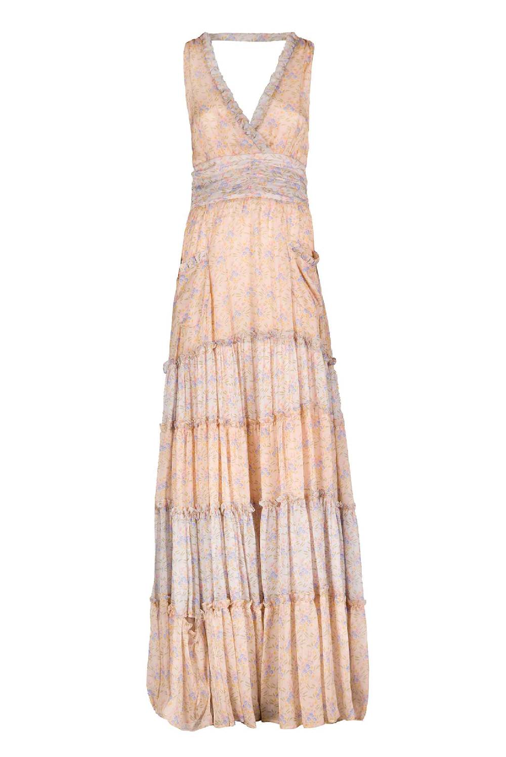 Luisa Beccaria Abito lungo in chiffon increspato Blooming Mirage Flash Sale