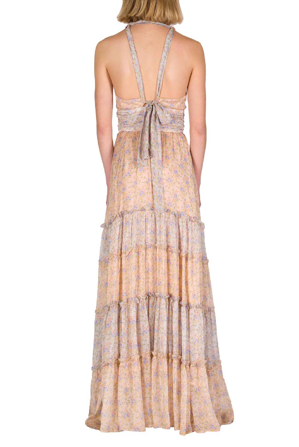 Luisa Beccaria Abito lungo in chiffon increspato Blooming Mirage Flash Sale