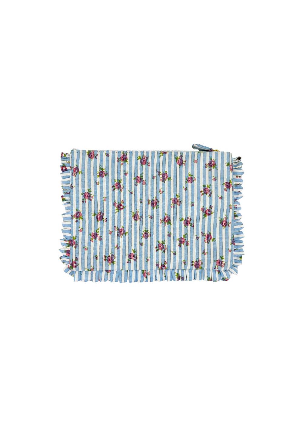 Luisa Beccaria Pochette Piccola A Mano Rose Rigate Blu Offerta Pasqua