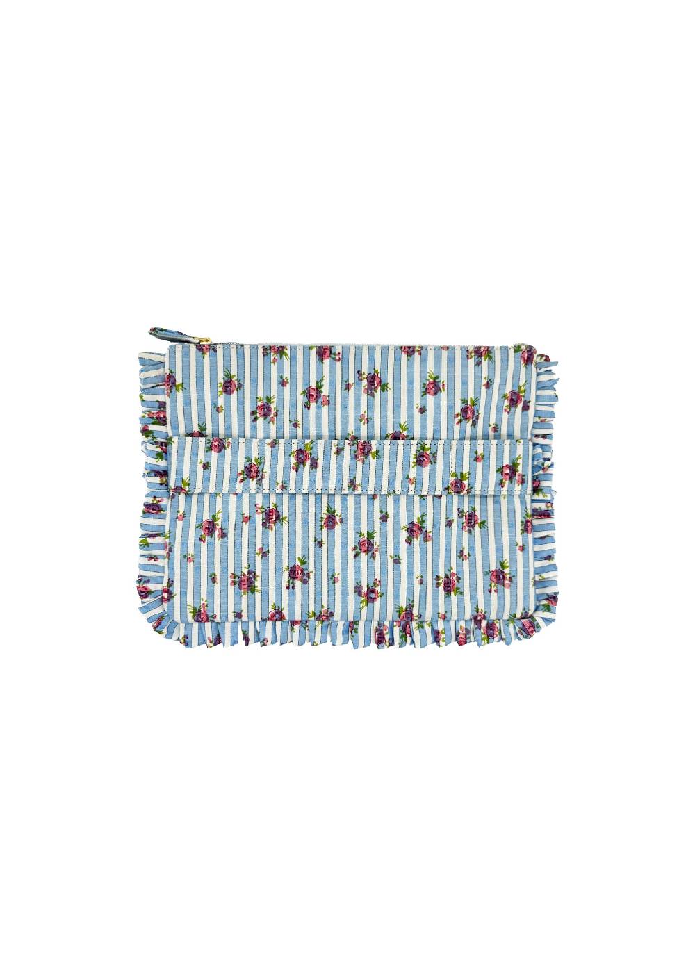 Luisa Beccaria Pochette Piccola A Mano Rose Rigate Blu Offerta Pasqua