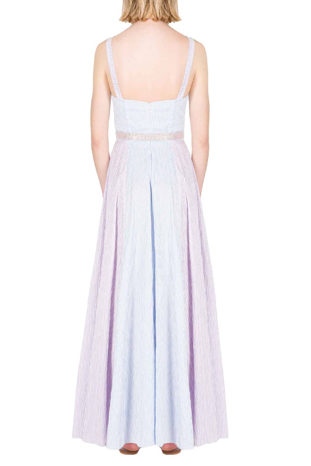 Luisa Beccaria Abito bustier in cotone con spalline a righe bicolori Offerta per la Festa della Mamma