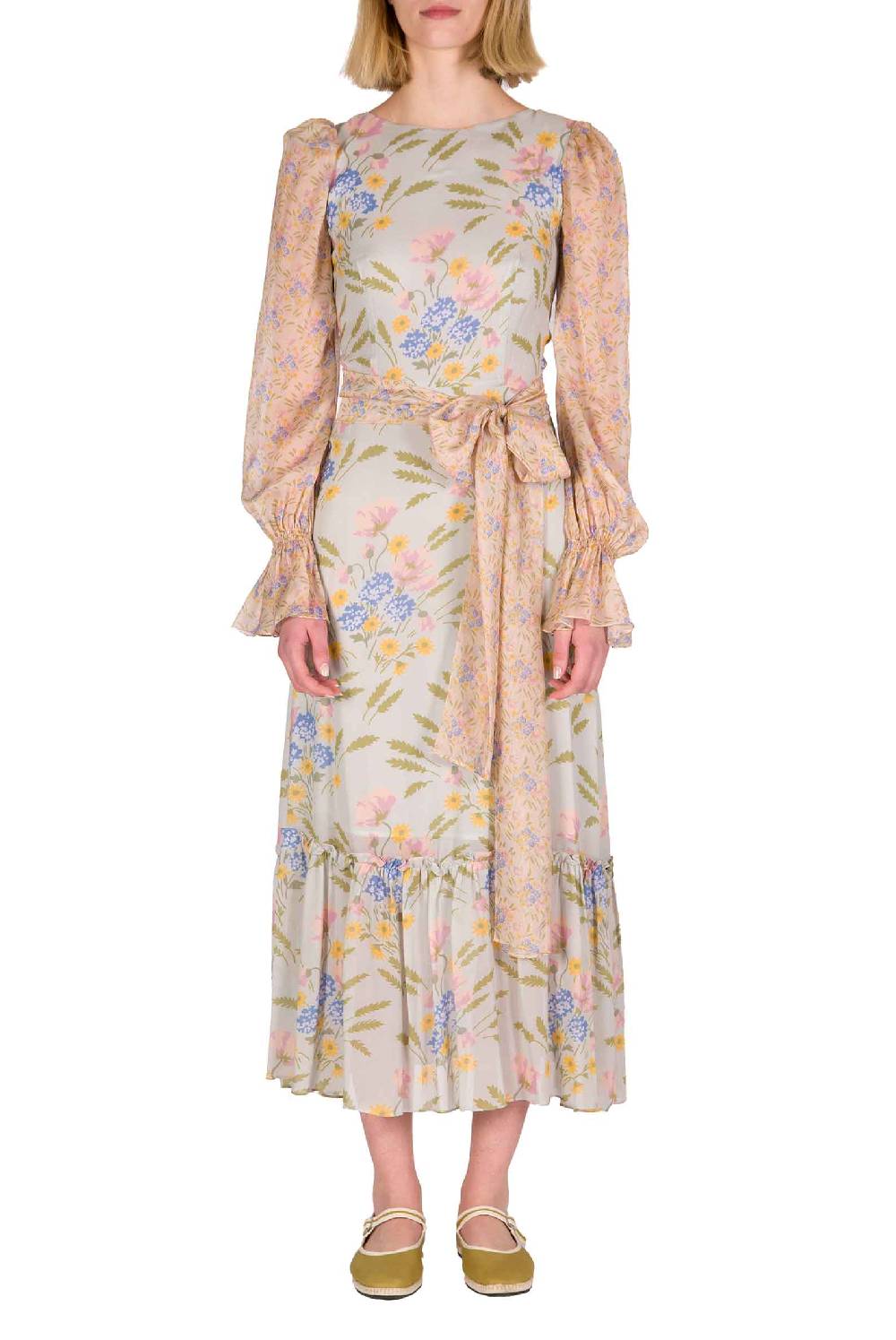 Luisa Beccaria Abito in georgette stampata Blooming Mirage Offerta San Valentino