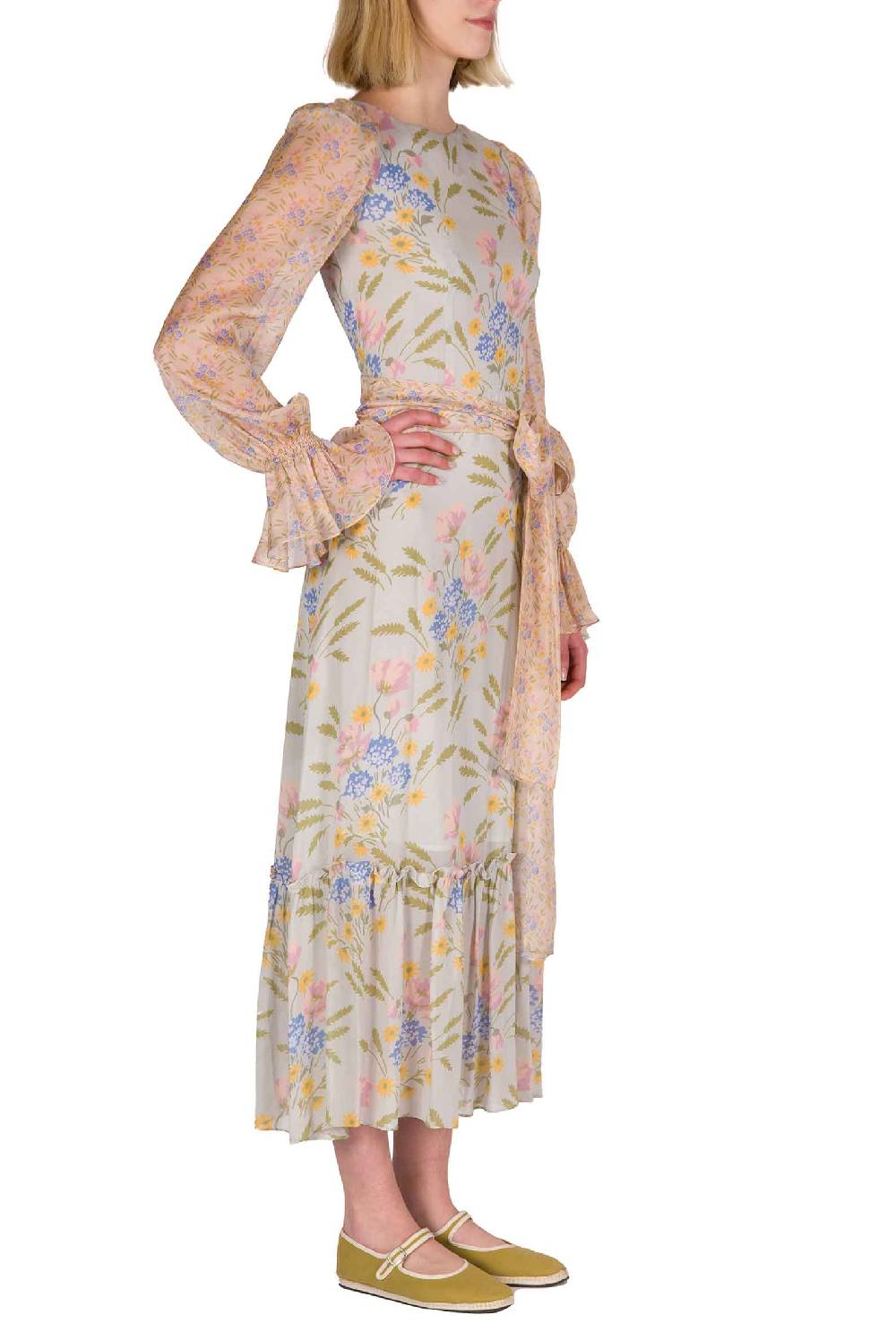 Luisa Beccaria Abito in georgette stampata Blooming Mirage Offerta San Valentino