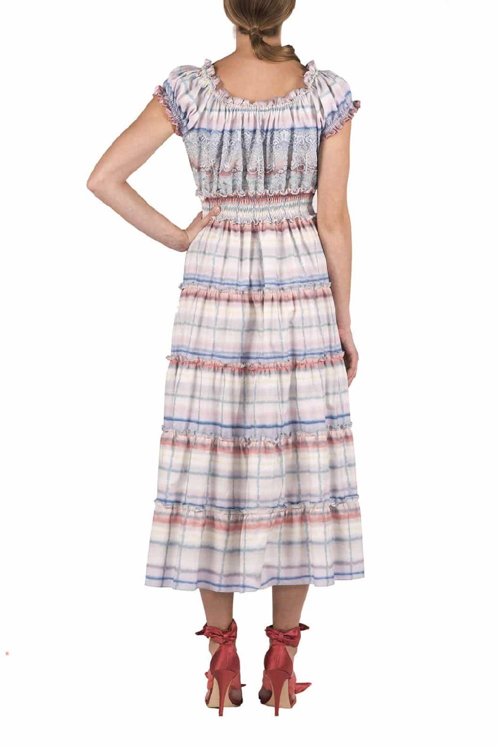 Luisa Beccaria Abito midi in cotone melt con pizzo Smaltimento dello stoccaggio
