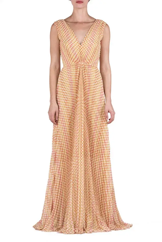 Luisa Beccaria Abito plissettato in georgette a rombi Latest fashion