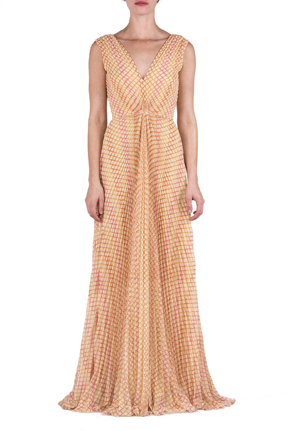 Luisa Beccaria Abito plissettato in georgette a rombi Latest fashion