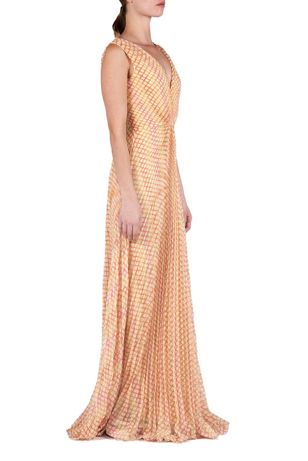 Luisa Beccaria Abito plissettato in georgette a rombi Latest fashion