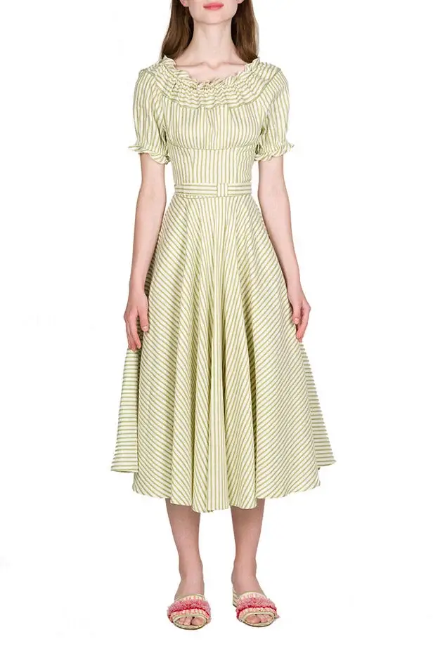 Luisa Beccaria Abito midi in misto cotone con spalle scoperte Bestseller
