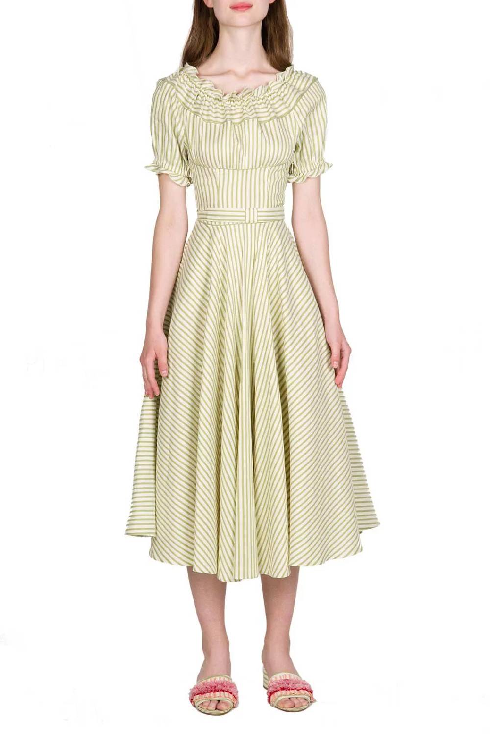 Luisa Beccaria Abito midi in misto cotone con spalle scoperte Bestseller
