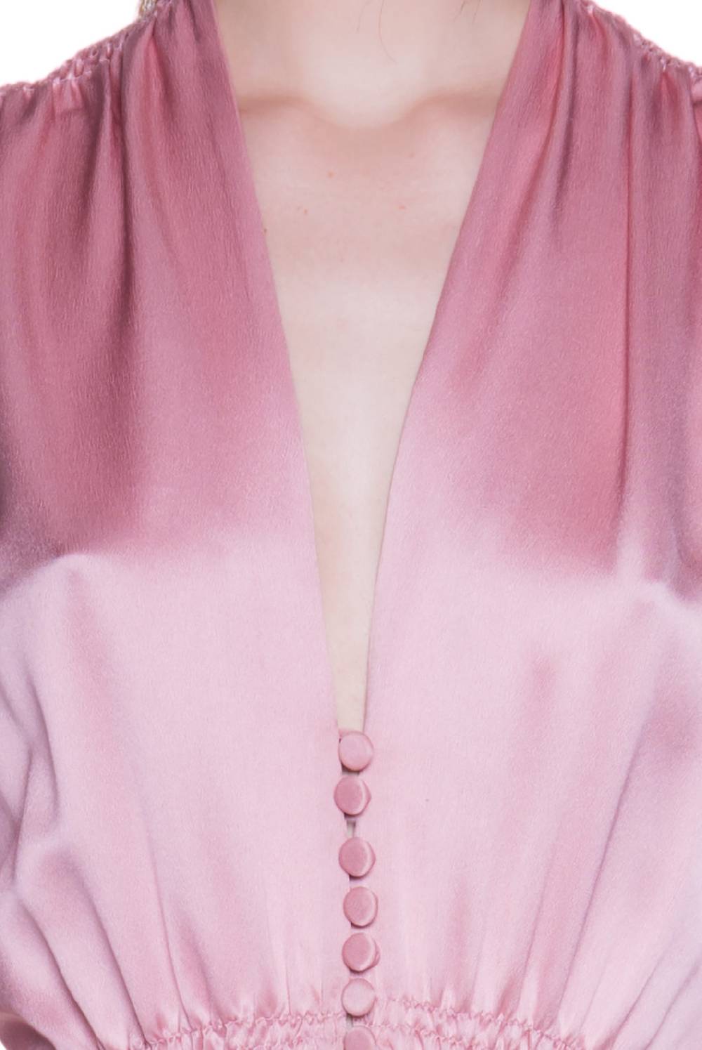 Luisa Beccaria Abito Bottoncino in Raso Rosa Liquidazione