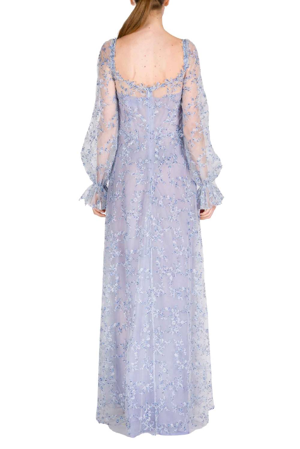 Luisa Beccaria Abito da sera in tulle blu con ricami Offerta settimanale