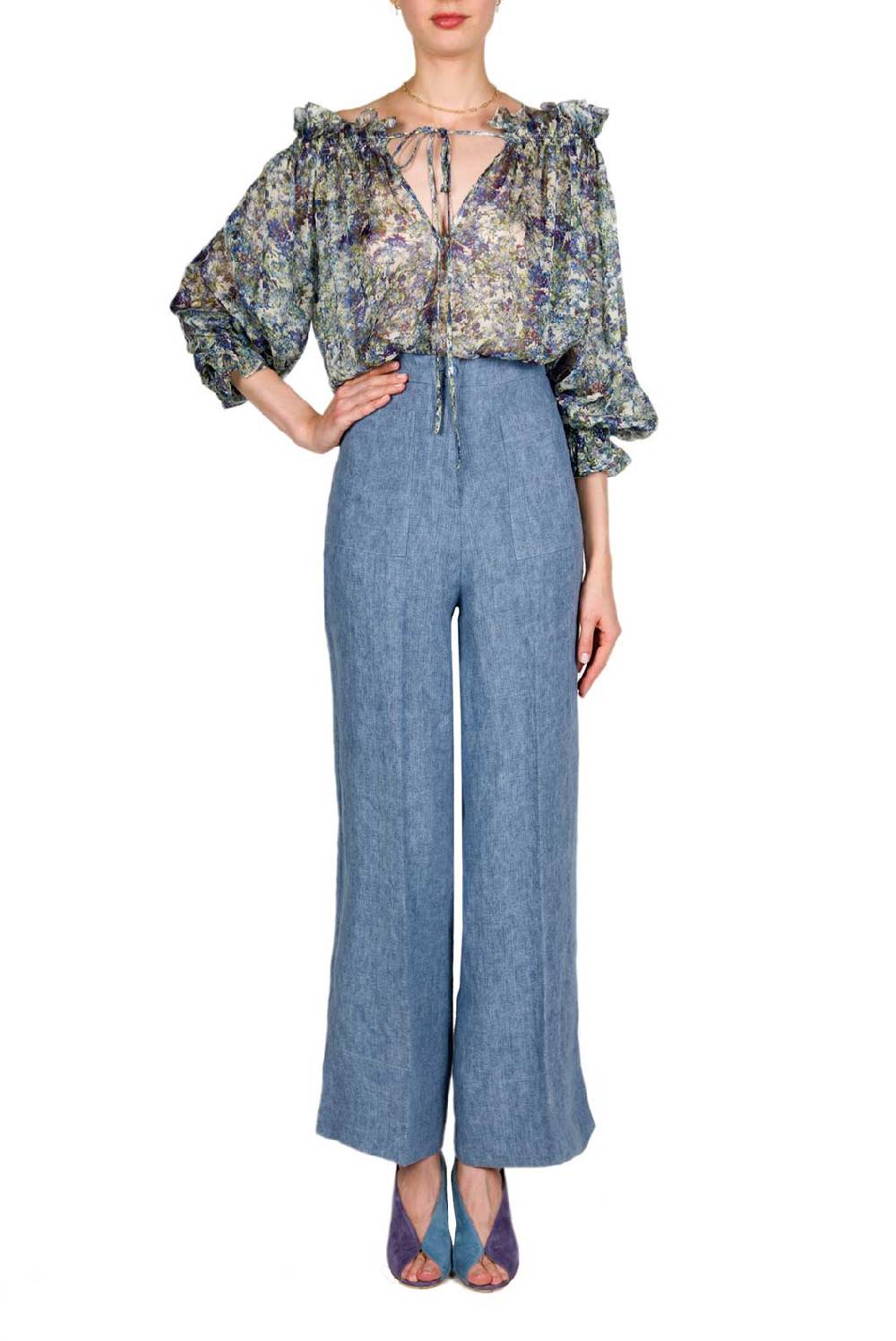 Luisa Beccaria Camicetta stampata in chiffon Fino al 50% di sconto