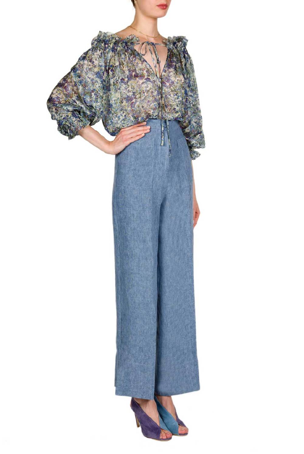 Luisa Beccaria Camicetta stampata in chiffon Fino al 50% di sconto