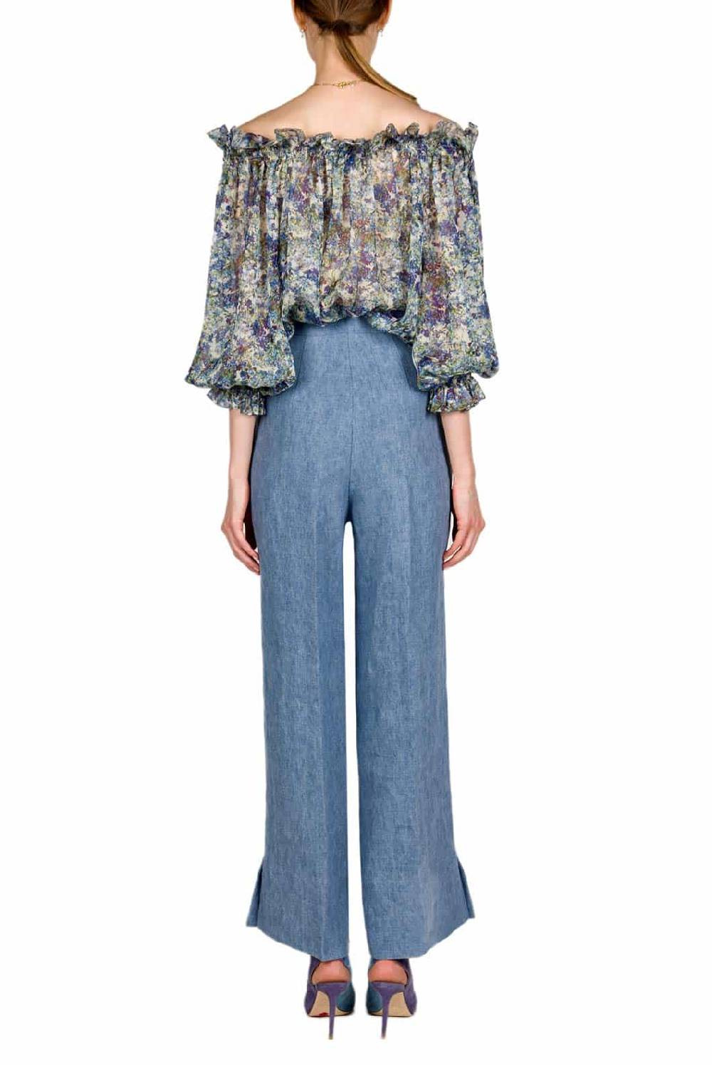Luisa Beccaria Camicetta stampata in chiffon Fino al 50% di sconto