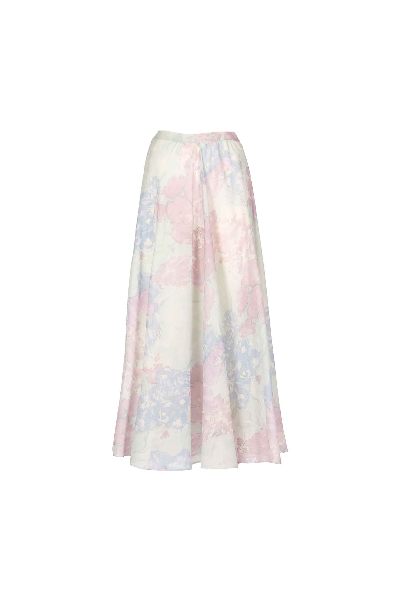 Luisa Beccaria Gonna in cotone leggero stampato con fiori astratti