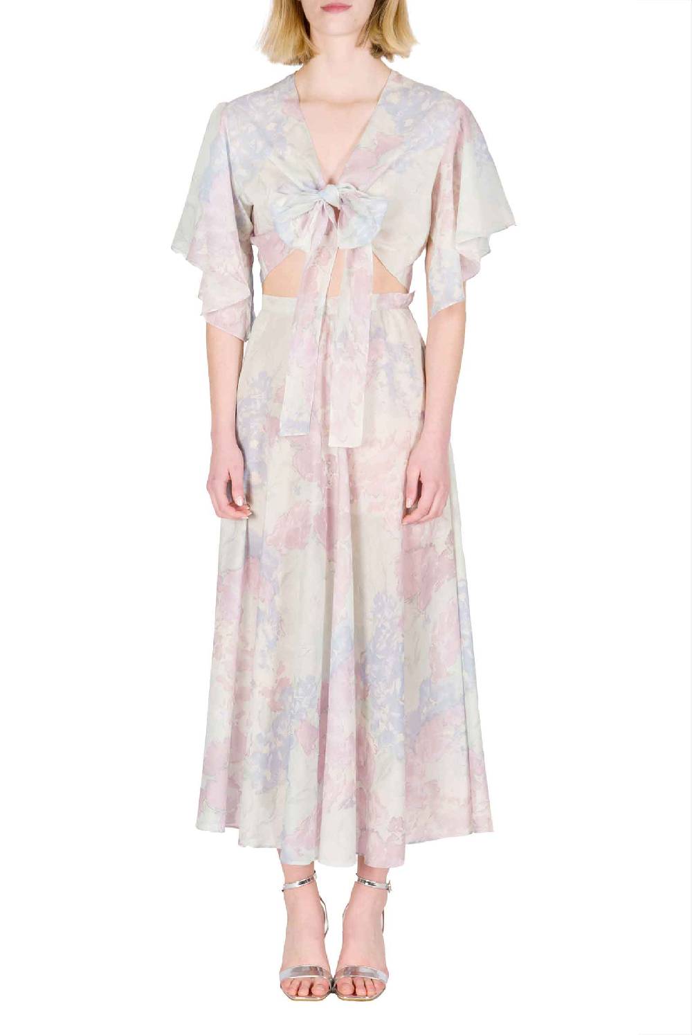 Luisa Beccaria Gonna in cotone leggero stampato con fiori astratti Fino al 60% di sconto
